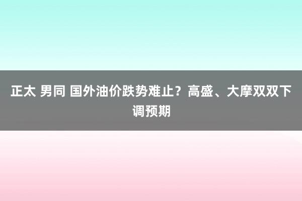 正太 男同 国外油价跌势难止？高盛、大摩双双下调预期