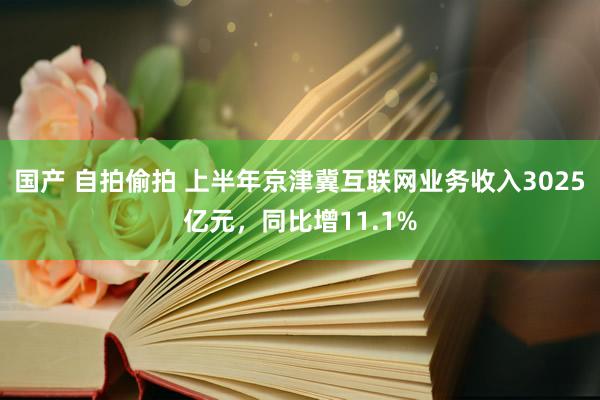 国产 自拍偷拍 上半年京津冀互联网业务收入3025亿元，同比增11.1%