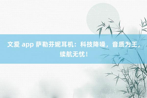 文爱 app 萨勒芬妮耳机：科技降噪，音质为王，续航无忧！