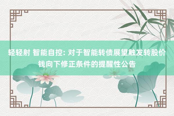 轻轻射 智能自控: 对于智能转债展望触发转股价钱向下修正条件的提醒性公告