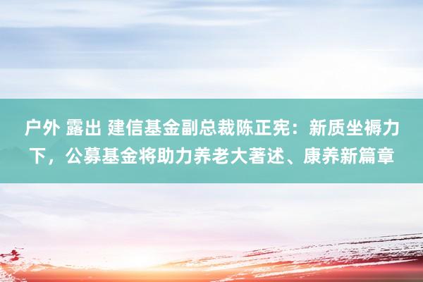 户外 露出 建信基金副总裁陈正宪：新质坐褥力下，公募基金将助力养老大著述、康养新篇章