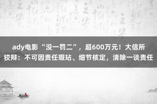 ady电影 “没一罚二”，超600万元！大信所狡辩：不可因责任瑕玷、细节核定，清除一谈责任