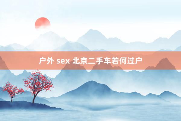 户外 sex 北京二手车若何过户