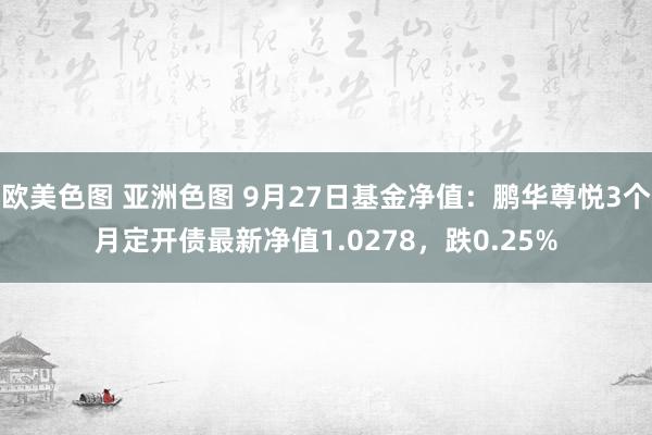 欧美色图 亚洲色图 9月27日基金净值：鹏华尊悦3个月定开债最新净值1.0278，跌0.25%