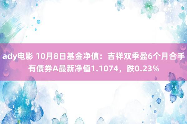 ady电影 10月8日基金净值：吉祥双季盈6个月合手有债券A最新净值1.1074，跌0.23%