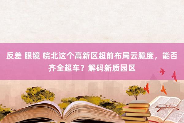 反差 眼镜 皖北这个高新区超前布局云臆度，能否齐全超车？解码新质园区