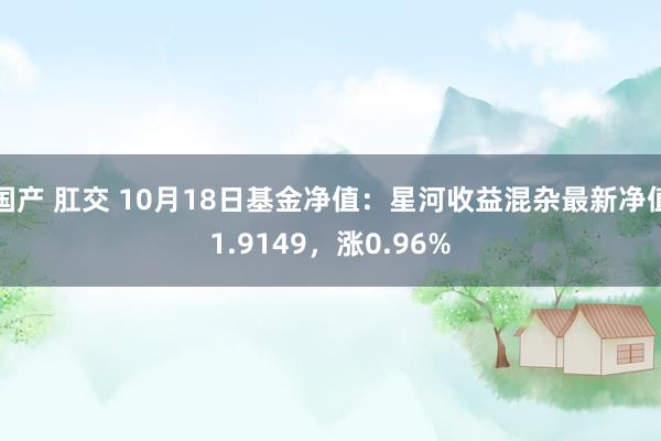 国产 肛交 10月18日基金净值：星河收益混杂最新净值1.9149，涨0.96%