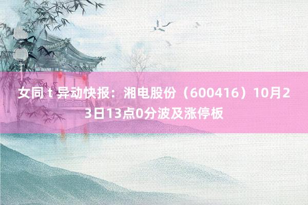 女同 t 异动快报：湘电股份（600416）10月23日13点0分波及涨停板