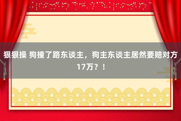 狠狠操 狗撞了路东谈主，狗主东谈主居然要赔对方17万？！