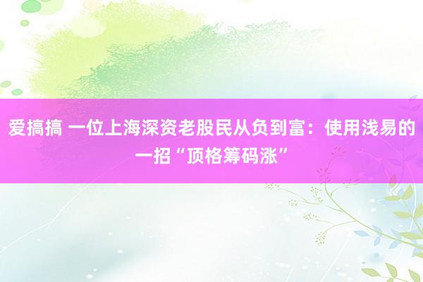 爱搞搞 一位上海深资老股民从负到富：使用浅易的一招“顶格筹码涨”