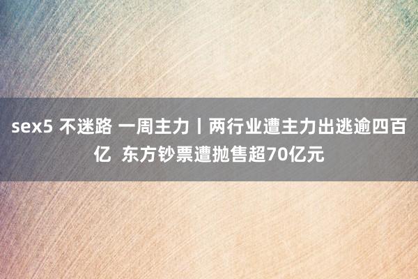 sex5 不迷路 一周主力丨两行业遭主力出逃逾四百亿  东方钞票遭抛售超70亿元