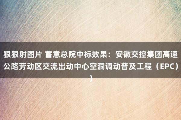 狠狠射图片 蓄意总院中标效果：安徽交控集团高速公路劳动区交流出动中心空洞调动普及工程（EPC）