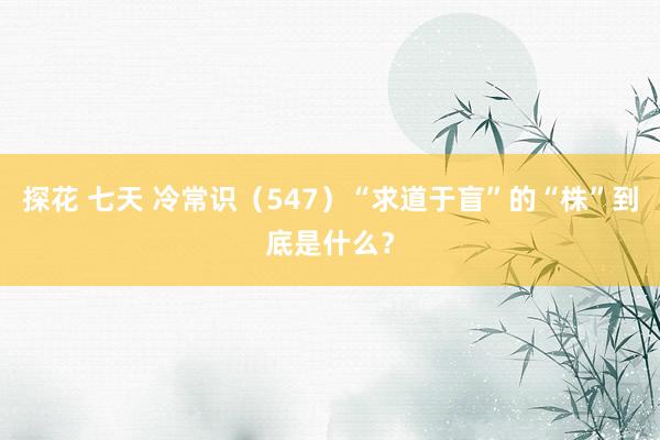 探花 七天 冷常识（547）“求道于盲”的“株”到底是什么？