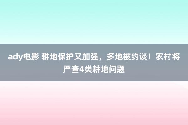 ady电影 耕地保护又加强，多地被约谈！农村将严查4类耕地问题