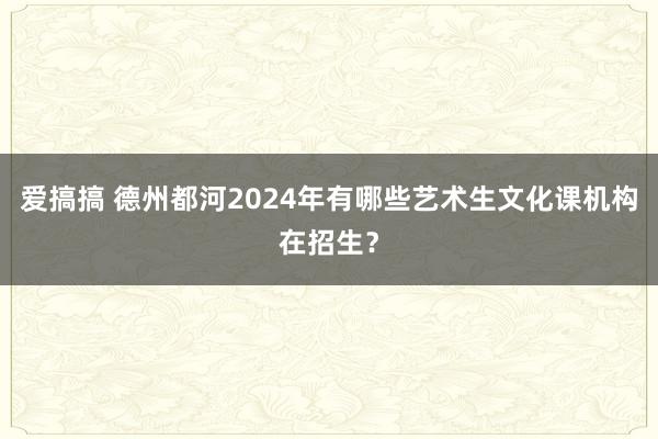 爱搞搞 德州都河2024年有哪些艺术生文化课机构在招生？