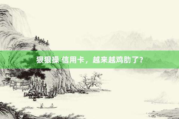 狠狠操 信用卡，越来越鸡肋了？