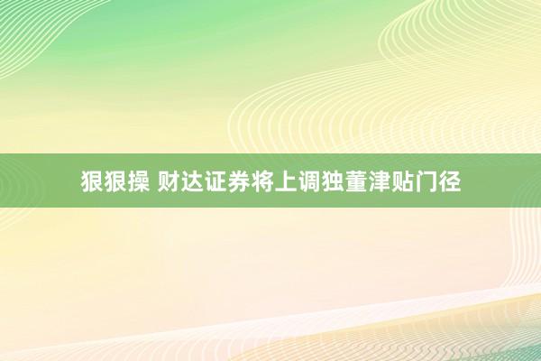 狠狠操 财达证券将上调独董津贴门径