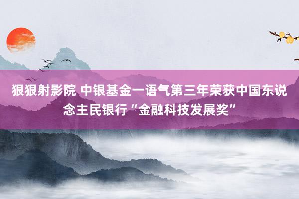 狠狠射影院 中银基金一语气第三年荣获中国东说念主民银行“金融科技发展奖”