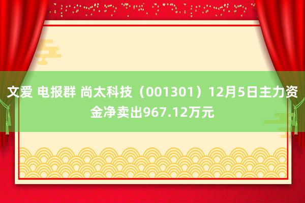 文爱 电报群 尚太科技（001301）12月5日主力资金净卖出967.12万元