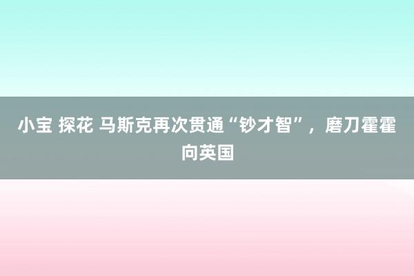 小宝 探花 马斯克再次贯通“钞才智”，磨刀霍霍向英国