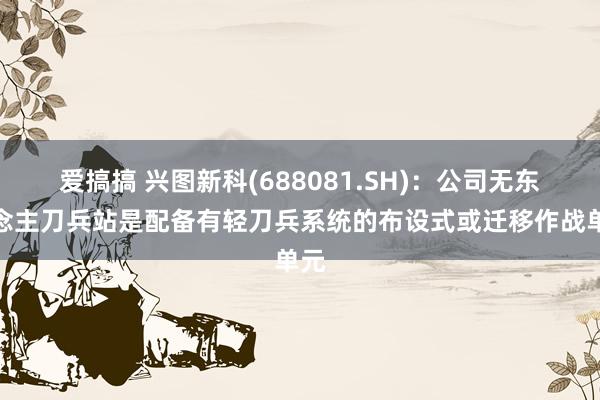 爱搞搞 兴图新科(688081.SH)：公司无东说念主刀兵站是配备有轻刀兵系统的布设式或迁移作战单元