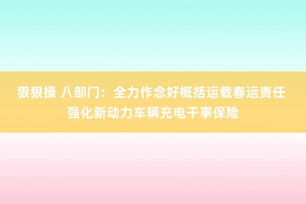 狠狠操 八部门：全力作念好概括运载春运责任 强化新动力车辆充电干事保险