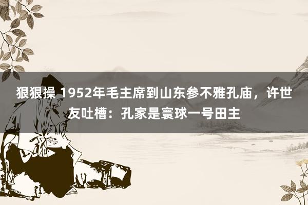 狠狠操 1952年毛主席到山东参不雅孔庙，许世友吐槽：孔家是寰球一号田主