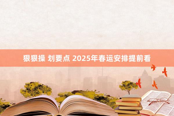 狠狠操 划要点 2025年春运安排提前看