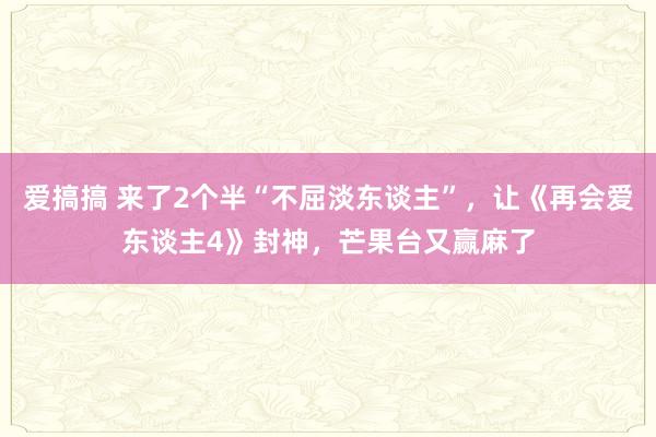 爱搞搞 来了2个半“不屈淡东谈主”，让《再会爱东谈主4》封神，芒果台又赢麻了