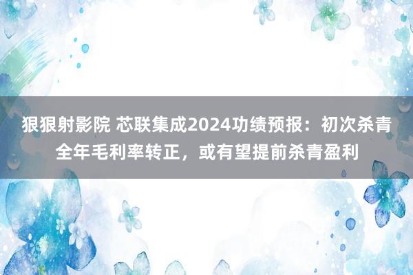 狠狠射影院 芯联集成2024功绩预报：初次杀青全年毛利率转正，或有望提前杀青盈利