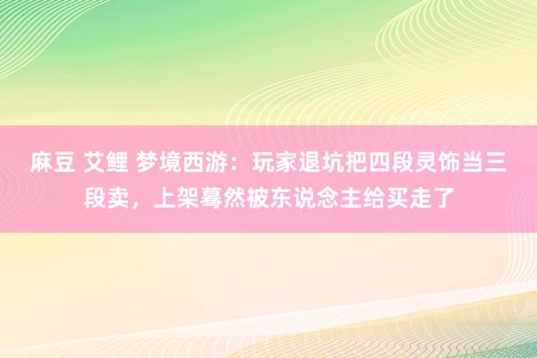 麻豆 艾鲤 梦境西游：玩家退坑把四段灵饰当三段卖，上架蓦然被东说念主给买走了