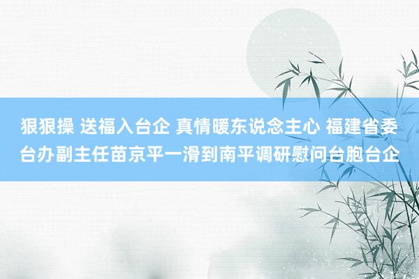 狠狠操 送福入台企 真情暖东说念主心 福建省委台办副主任苗京平一滑到南平调研慰问台胞台企